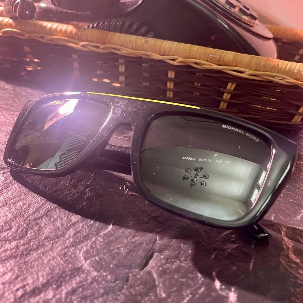 Michael Kors Byron Black and Green Rectangular Sunglasses